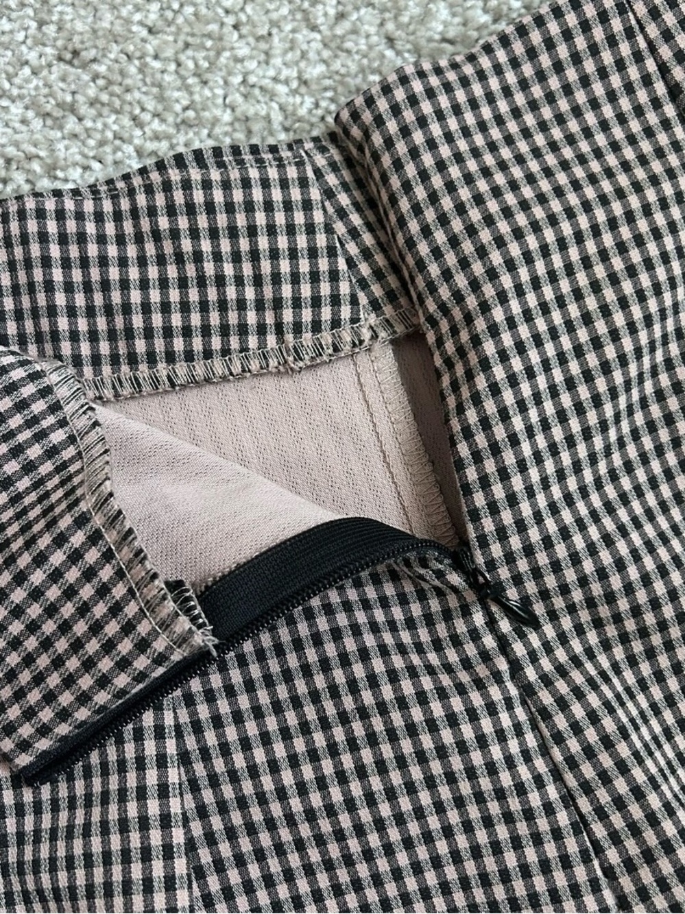 Zara Gingham Plaid Faux Button Skort High Rise Pink Black Size Medium Never Worn - Picture 4 of 7